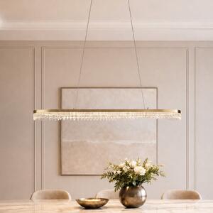 Milagro Lighting Κρεμαστό φωτιστικό LED Preciosa, χρυσό, μέταλλο, μήκος 120 cm, Χρυσό / Ορείχαλκου, Σαλόνι / τραπεζαρία, Μέταλλο, σύγχρονο