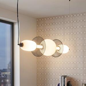 Milagro Lighting Κρεμαστό φωτιστικό LED Arame, μαύρο/λευκό, γυαλί, μήκος 93,5 cm, Λευκό, Σαλόνι / τραπεζαρία, Γυαλί, σύγχρονο