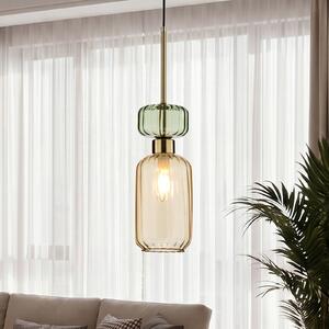 Milagro Lighting Κρεμαστό φωτιστικό Molly, κεχριμπάρι/χρυσό, 1 λάμπα, γυαλί, Ø 12 cm, ρυθμιζόμενος, Πορτοκαλί, Σαλόνι / τραπεζαρία, Γυαλί, σύγχρονο