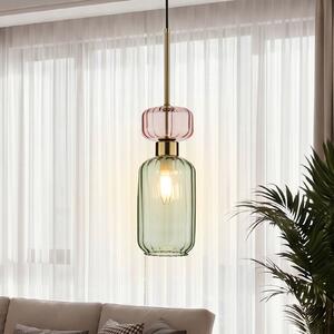 Milagro Lighting Κρεμαστό φωτιστικό Molly, πράσινο/χρυσό, 1 λάμπα, γυαλί, Ø 12 cm, ρυθμιζόμενος, Πράσινο, Σαλόνι / τραπεζαρία, Γυαλί, σύγχρονο