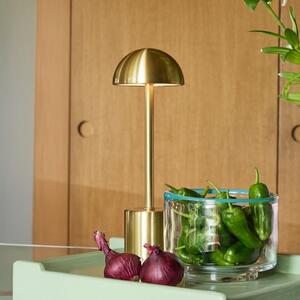 Hübsch Επιτραπέζια λάμπα LED με μπαταρία Taten, χρώμα ορείχαλκου, ύψος 30 cm, μέταλλο, ρυθμιζόμενος, Χρυσό / Ορείχαλκου, Μέταλλο, σύγχρονο