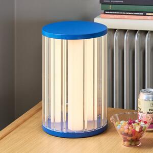 Hübsch Επιτραπέζια λάμπα LED Aru, μπλε/διαφανής, ύψος 30 cm, γυαλί/σίδερο, ρυθμιζόμενος, Μπλε, Σαλόνι / τραπεζαρία, σύγχρονο