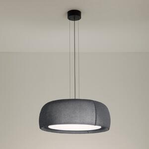 LEDS-C4 LED κρεμαστό φωτιστικό Gong, γκρι, 3.000 K, Ø 61,2 cm, ύφασμα