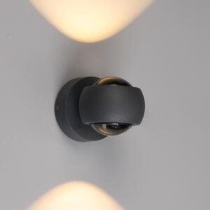 LCD Εξωτερικό φωτιστικό τοίχου LED, γραφίτης, up & down, CCT, dimmable, αλουμίνιο, ρυθμιζόμενος, Μαύρο, Αλουμίνιο, σύγχρονο