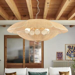 MARKET SET Κρεμαστό φωτιστικό Coquillage, 110 cm, φυσικό χρώμα ρατάν, ρυθμιζόμενος, Ξύλου, Σαλόνι / τραπεζαρία, Ξύλο, σχεδιασμός