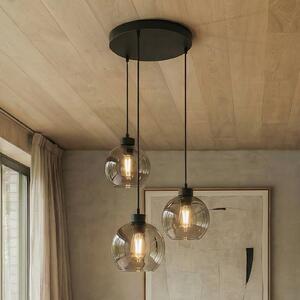 TK Lighting Cubus κρεμαστό φωτιστικό, Ø 50 cm, 3-φωτιστικό, γκρι καπνιστό, γυαλί, ρυθμιζόμενος, Γκρι, Σαλόνι / τραπεζαρία, Γυαλί, σύγχρονο