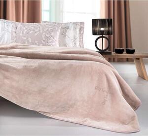 Κουβέρτα Βελουτέ Υπέρδιπλη 220x240cm guy laroche logo - pudra polyester
