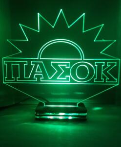 Plexi LED Φωτιστικό Χαραγμένο Plexiglass Με Σχέδιο ΠΑΣΟΚ Με Διακόπτη ON/OFF Plexi - Μωβ - A40-PASOK-PU