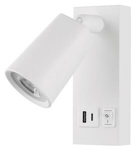 Eurolamp ΑΠΛΙΚΑ ΚΡΕΒΑΤΙΟΥ ΑΝΑΓΝΩΣΗΣ ΑΣΠΡΗ ΜΕ USB -TYPE C 5W 3000K 150X80X145mm EUROLAMP - 145-22071