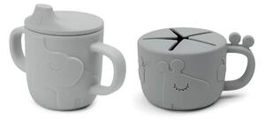Ποτήρι Εκπαιδευτικό 120ml + Κυπελάκι Σνακ Done By Deer Deer Friends Grey BR76638
