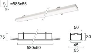 Γραμμικό Φωτιστικό Χωνευτό Viokef Station Ultra 3911-03058-4-W-D1 L580 4000K Dimmable Λευκό