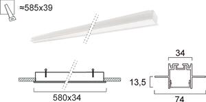 Γραμμικό Φωτιστικό Χωνευτό Viokef Sasa 3917-04058-3-W-P-N L580 3000K Λευκό