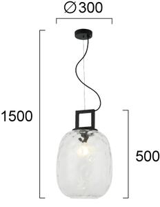 Φωτιστικό Κρεμαστό Viokef Lucy 4302800 Μαύρο Ματ Διάφανο