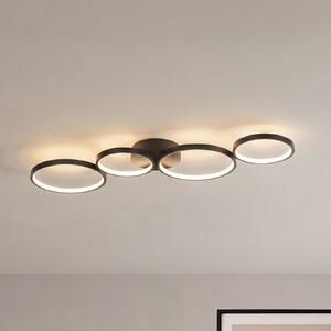 Lindby LED φωτιστικό οροφής Evengeline, μαύρο, αλουμίνιο, 88 cm, Μαύρο, Σαλόνι / τραπεζαρία, Μέταλλο, σύγχρονο