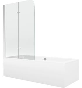 Mexen Cube ορθογώνια μπανιέρα 180 x 80 cm με περίβλημα και δίπτυχο παραβάν 100 cm