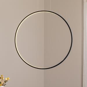 Milagro Lighting LED κρεμαστή λάμπα Saturno κάθετη, μαύρη, Ø 80 cm, μέταλλο, Μαύρο, Σαλόνι / τραπεζαρία, Αλουμίνιο, σύγχρονο