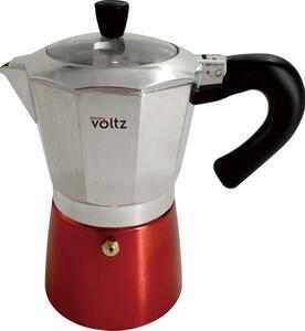 Κουβανέζικη καφετιέρα Oliver Voltz OV51173H6, 6 μπολ, 300 ml, Αλουμίνιο, Inox/Κόκκινο