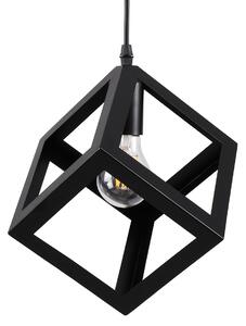 GloboStar® CUBE 00801 Μοντέρνο Κρεμαστό Φωτιστικό Οροφής Μονόφωτο 1 x E27 Μαύρο Μεταλλικό Πλέγμα Μ25 x Π25 x Υ25cm