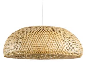 GloboStar® SAN TROPEZ 00674 Boho Κρεμαστό Φωτιστικό Ανάρτηση Μονόφωτο 1 x E27 IP20 Μπεζ Ξύλο - Μ80 x Π80 x Y28cm