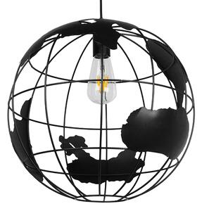 GloboStar® EARTH 01663 Vintage Industrial Κρεμαστό Φωτιστικό Οροφής Μονόφωτο 1 x E27 AC220-240V IP20 - Φ40 x Υ40cm - Μαύρο Μεταλλικό Πλέγμα