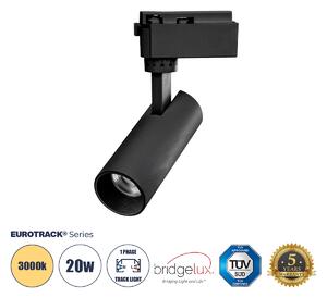 Globostar BEAMTRACK 60805 Μονοφασικό Φωτιστικό Σποτ Ράγας LED 10W 230V 1200lm 30° Acrylic HQ LENS AC 220-240V IP20 Φ4.6 x Υ12.5cm Θερμό Λευκό 3000k - EUROTRACK® System 1L+1N - Μαύρο - Bridgelux Chip - TUV Certified Driver - 5 Χρόνια Εγγύηση