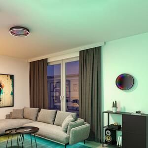 Paulmann Φωτιστικό οροφής LED Spaceglow One, μαύρο, Ø39cm RGBW, ρυθμιζόμενος, Μαύρο, Διάδρομος, Πλαστικό, σύγχρονο
