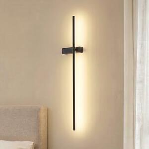 Lindby Φωτιστικό τοίχου LED Natsumi, μαύρο, αλουμίνιο, 90 cm, Μαύρο, Σαλόνι / τραπεζαρία, Αλουμίνιο, σύγχρονο