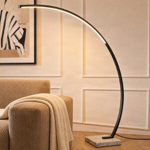 Lindby LED τοξωτό φωτιστικό δαπέδου Kendra, μαύρο, αλουμίνιο, ύψος 180cm, ρυθμιζόμενος, Μαύρο, Σαλόνι / τραπεζαρία, Μέταλλο, σύγχρονο