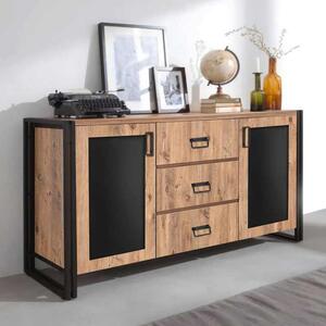 Μπουφές Atlas Megapap από μελαμίνη χρώμα atlantic pine - μαύρο 160x45x80εκ