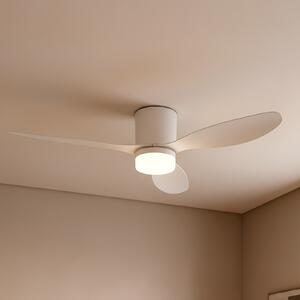 Lucande ανεμιστήρας οροφής LED Kayu, λευκός, DC, αθόρυβος, Ø 132 cm, Λευκό, Σαλόνι / τραπεζαρία, Πλαστικό, σύγχρονο