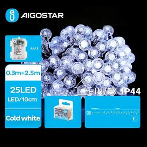 Aigostar - Λαμπάκια εξωτερικού χώρου LED 25xLED/3xAA/8 λειτουργίες 2,8 m IP44 ψυχρό λευκό