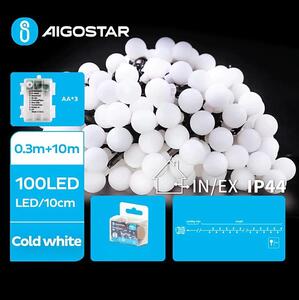 Aigostar - Λαμπάκια εξωτερικού χώρου LED 100xLED/3xAA/8 λειτουργίες 10,3 m IP44 ψυχρό λευκό