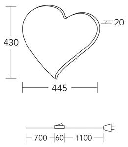 HerzBlut LED φωτιστικό τοίχου heart midi, 43 cm, ξύλο, βύσμα