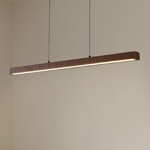 Lucande LED κρεμαστό φωτιστικό Emara, σκούρο ξύλο, δρυς, CCT, ρυθμιζόμενος, Ξύλου, Σαλόνι / τραπεζαρία, Ξύλο, σχεδιασμός
