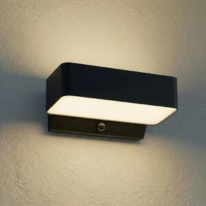 Lindby Εξωτερικός φωτιστικός LED Fando, ανθρακί, με αισθητήρα, IP44, Γκρι, Αλουμίνιο