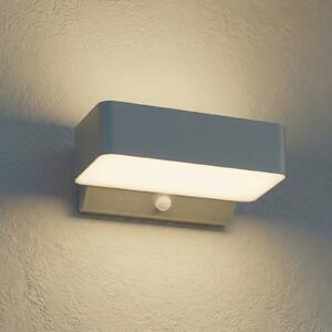 Lindby Εξωτερικός φωτιστικός LED Fando, ασημί ματ, με αισθητήρα, IP44, Μεταλλικό, Αλουμίνιο