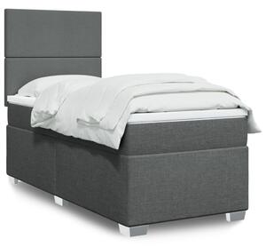 VidaXL Κρεβάτι Boxspring με Στρώμα Σκούρο Γκρι 100x200 εκ. Υφασμάτινο