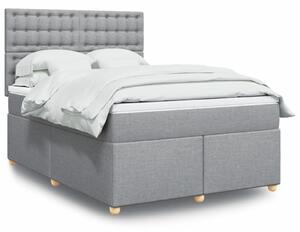 VidaXL Κρεβάτι Boxspring με Στρώμα Ανοιχτό Γκρι 140x190 εκ. Υφασμάτινο