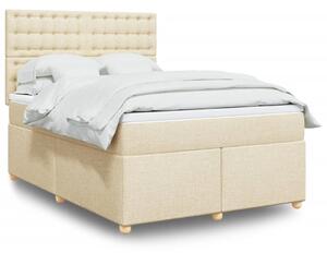 VidaXL Κρεβάτι Boxspring με Στρώμα Κρεμ 140x190 εκ. Υφασμάτινο