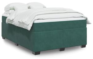 VidaXL Κρεβάτι Boxspring με Στρώμα Σκούρο Πράσινο 140x190εκ. Βελούδινο