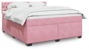 VidaXL Κρεβάτι Boxspring με Στρώμα Ροζ 180x200 εκ. Βελούδινο