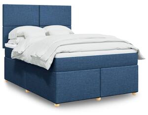 VidaXL Κρεβάτι Boxspring με Στρώμα Μπλε 140x190 εκ. Υφασμάτινο