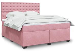 VidaXL Κρεβάτι Boxspring με Στρώμα Ροζ 180x200 εκ. Βελούδινο