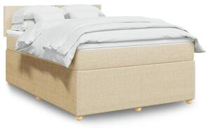 VidaXL Κρεβάτι Boxspring με Στρώμα Κρεμ 140x200 εκ. Υφασμάτινο