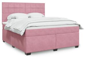 VidaXL Κρεβάτι Boxspring με Στρώμα Ροζ 180x200 εκ. Βελούδινο