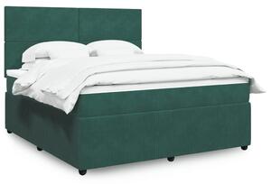 VidaXL Κρεβάτι Boxspring με Στρώμα Σκούρο Πράσινο 180x200εκ. Βελούδινο