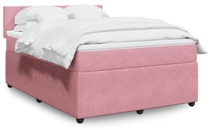 VidaXL Κρεβάτι Boxspring με Στρώμα Ροζ 140x190 εκ. Βελούδινο