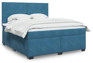 VidaXL Κρεβάτι Boxspring με Στρώμα Μπλε 180x200 εκ. Βελούδινο