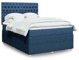 VidaXL Κρεβάτι Boxspring με Στρώμα Μπλε 140x190 εκ. Υφασμάτινο