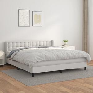 VidaXL Κρεβάτι Boxspring με Στρώμα Λευκό 180x200 εκ. Συνθετικό Δέρμα